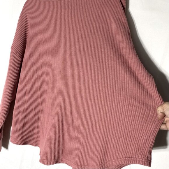 GAP Dusty Rose Waffle Knit Oversized Scoop Neck Long Sleeve Top XL - Picture 9 of 16